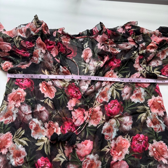 Cami NYC Womens Sugar Plum Pink Black Print Floral Sandy Blouse Small - Picture 11 of 11